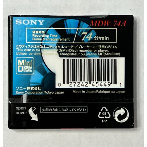 Sony MiniDisc MDW-74 74 Min Recordable MD Disc Japan VTG Audio Media in Package - Picture 2 of 2